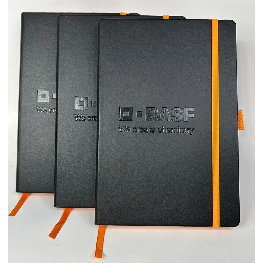 BASF Black Orange Faux Leather Hardcover Lined Journals Notebooks Lot of 3